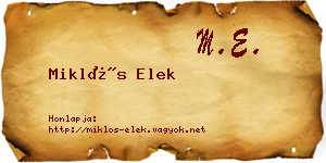 Miklós Elek névjegykártya
